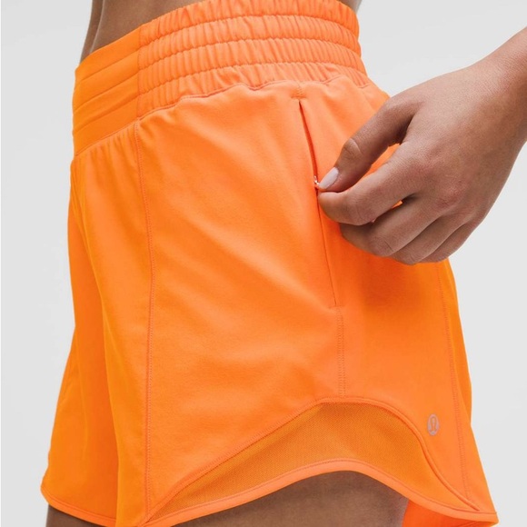 Lululemon Lit Orange hotty hots high rise 4” - Picture 1 of 4